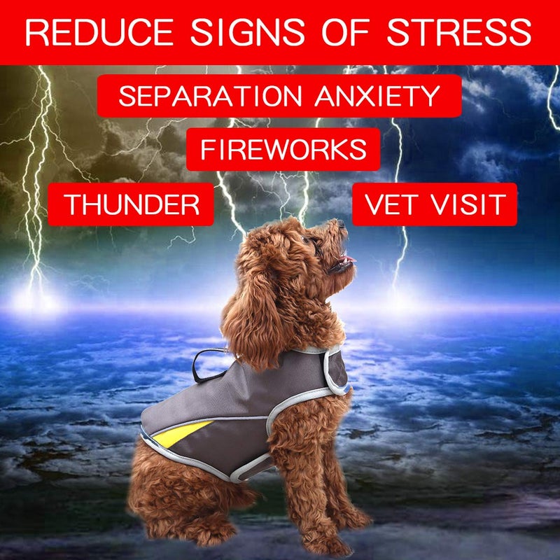 Winbate Dog Anxiety Jacket- Keep Calmig Vest Thunder Coat with D-Ring and Training Handle for Small Dogs(Grey) - Image 2